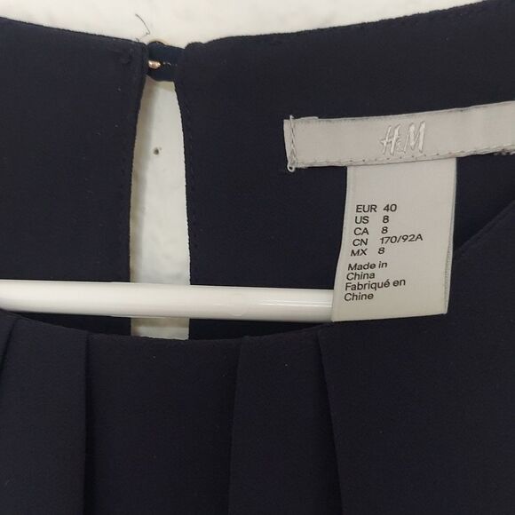 H&M Navy Blue Sheath Dress with Bell Sleeves - Picture 2 of 6